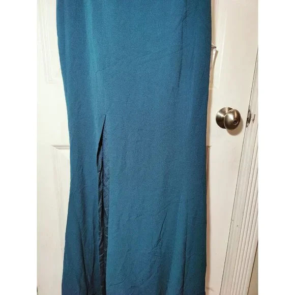 Dress The Population Georgiana Peacock Blue One-shoulder Thigh-High Slit M - Picture 3 of 11